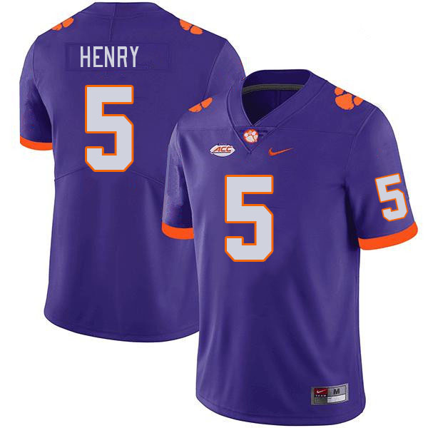 Clemson Tigers #5 KJ Henry College Football Jerseys Stitched Sale-Purple